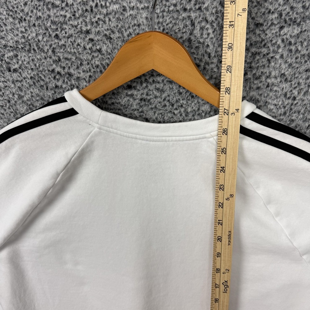 Adidas Sweatshirt Womens XL White 3-Stripes Logo Fleece Pullover Raglan Crewneck - Picture 11 of 12
